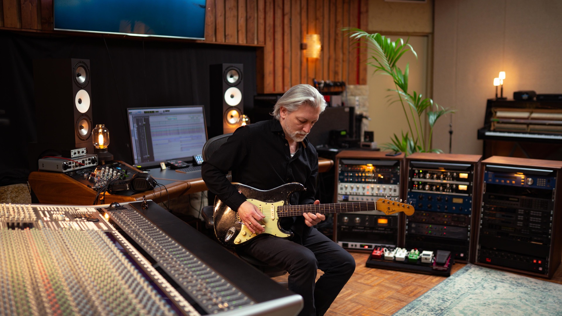 Bassel Hallak recording in the studio